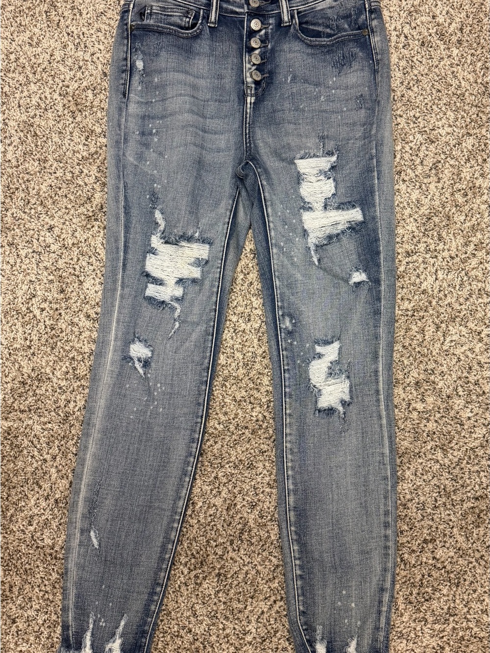 Judy Blue Mid Wash Distressed Skinny Jeans with Button Fly size 5 / 27